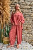 Kiti Paisley Damask Artist Smock Terracotta